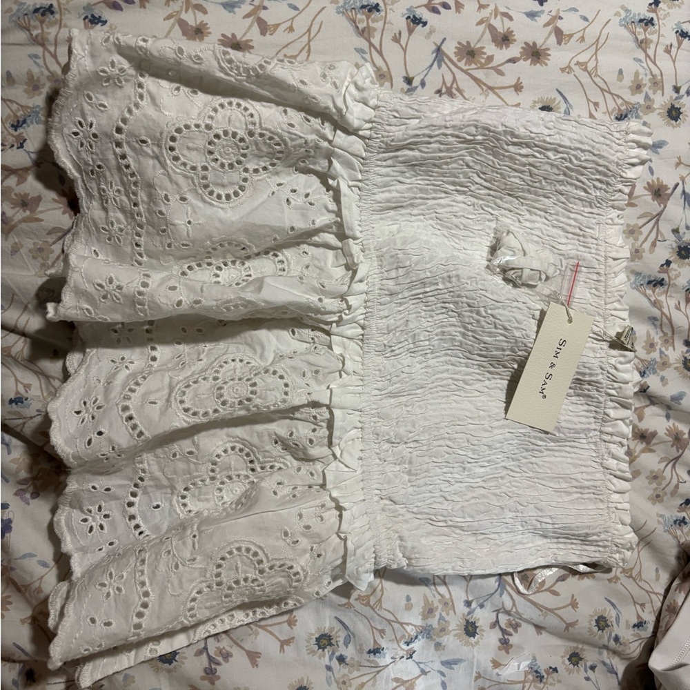 White Eyelet strapless Blouse